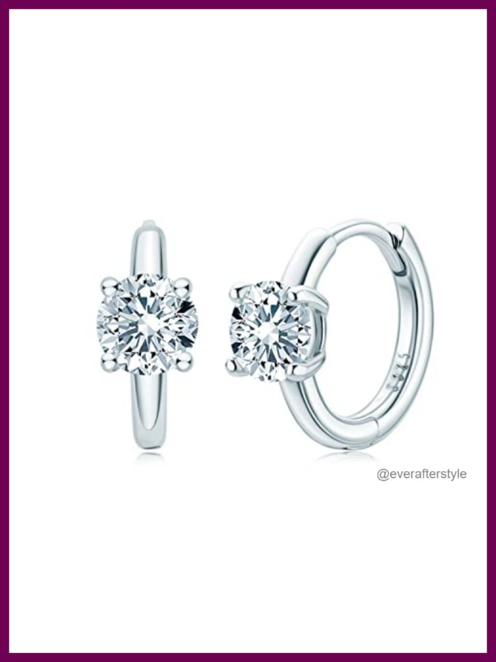 Sterling Silver Moissanite 1ct Huggie Hoop Earrings Hinged Closure